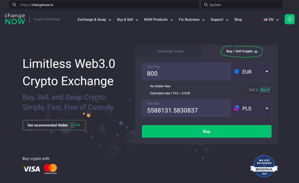 changenow buy pls credit card